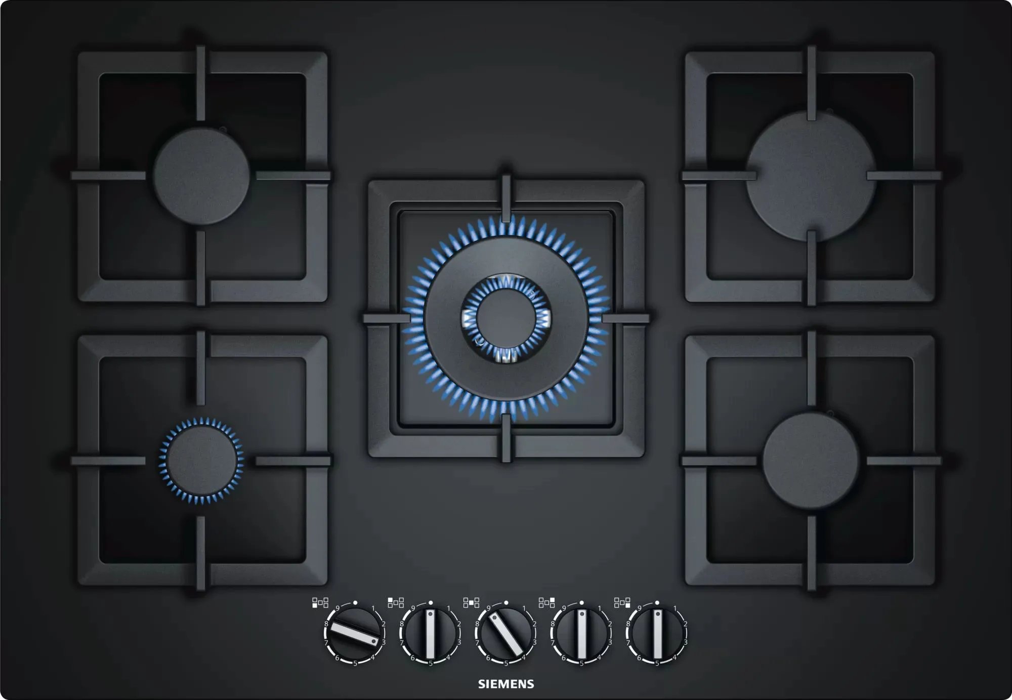 TABLE DE CUISSON ? gaz 5 feux SIEMENS 75 cm Verre dur, Noir