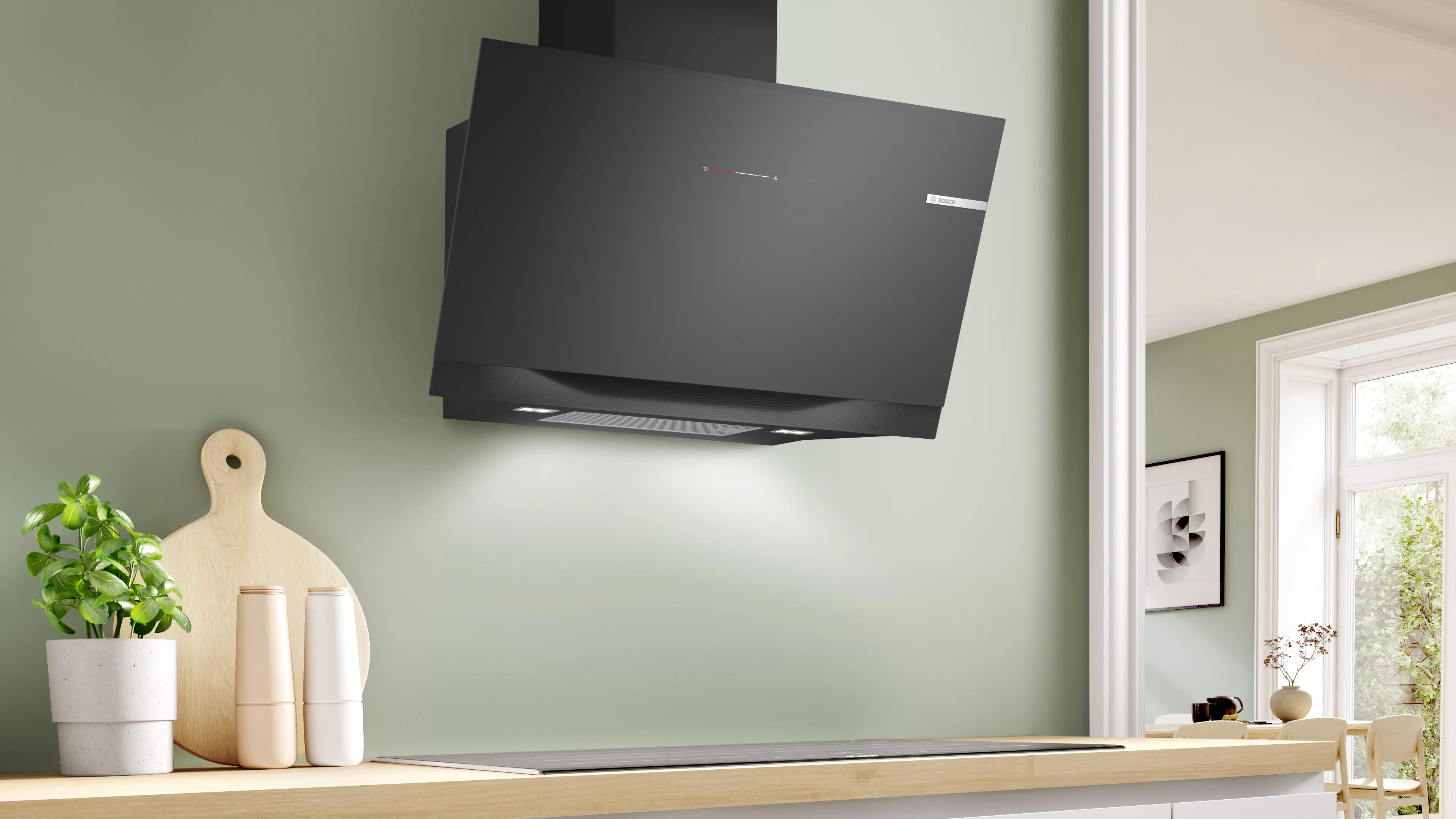 HOTTE DECORATIVE BOSCH MURALE SERIE 8 90 CM 441 M3/H NOIR EN VERRE